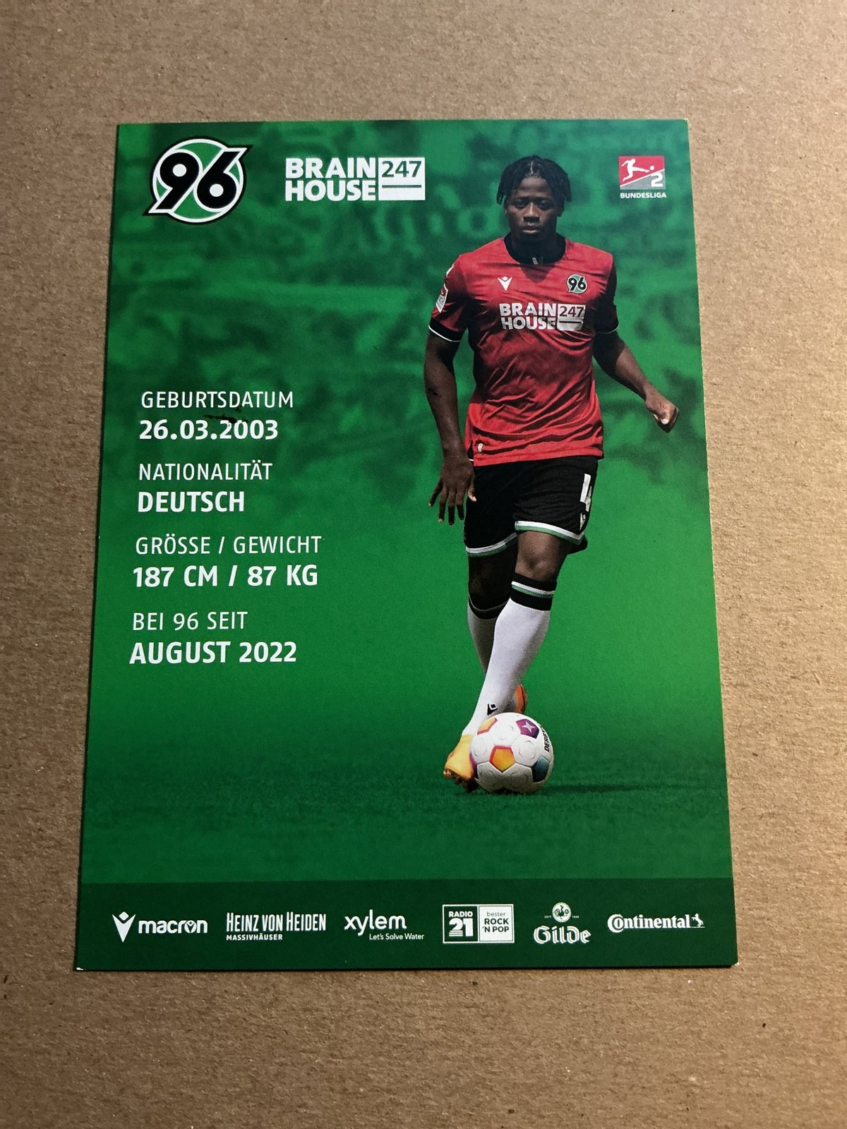 Bright Arrey-Mbi, Germany 🇩🇪 Hannover 96 2023/24 hand signed - Autographs-World