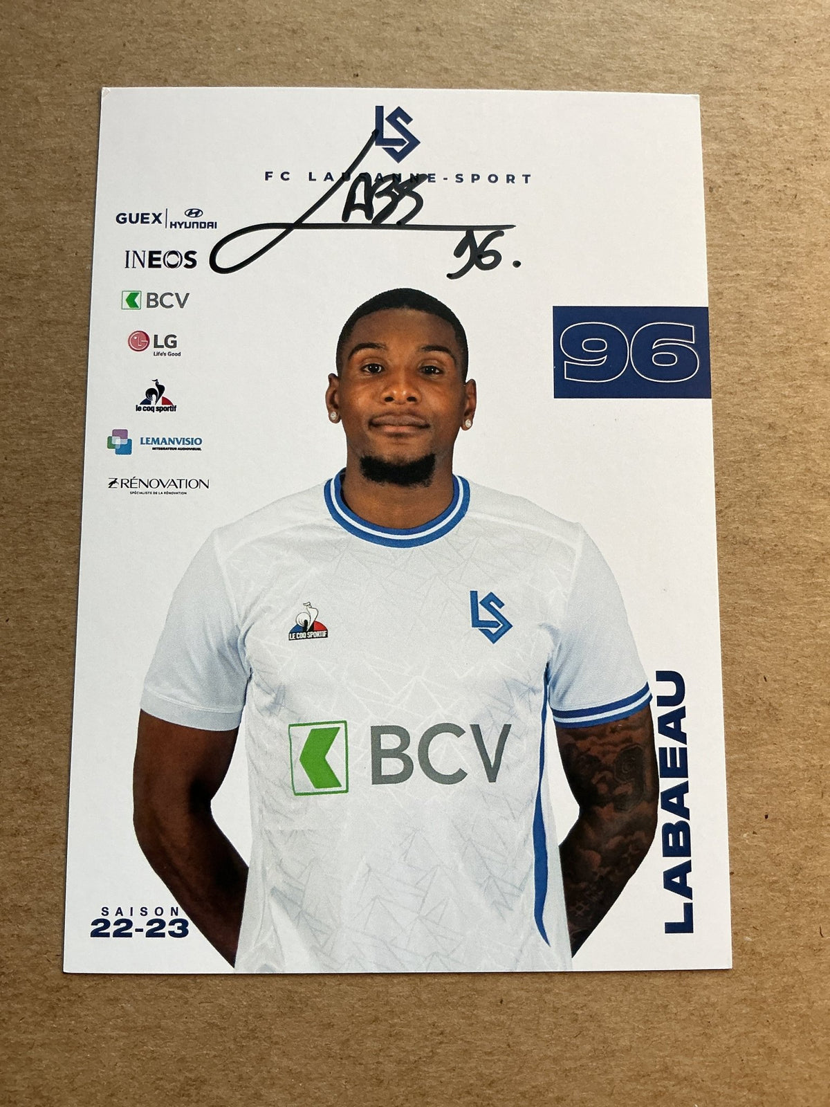 Brighton Labeau, Martinique 🇲🇶 Lausanne-Sport 2022/23 hand signed - Autographs-World