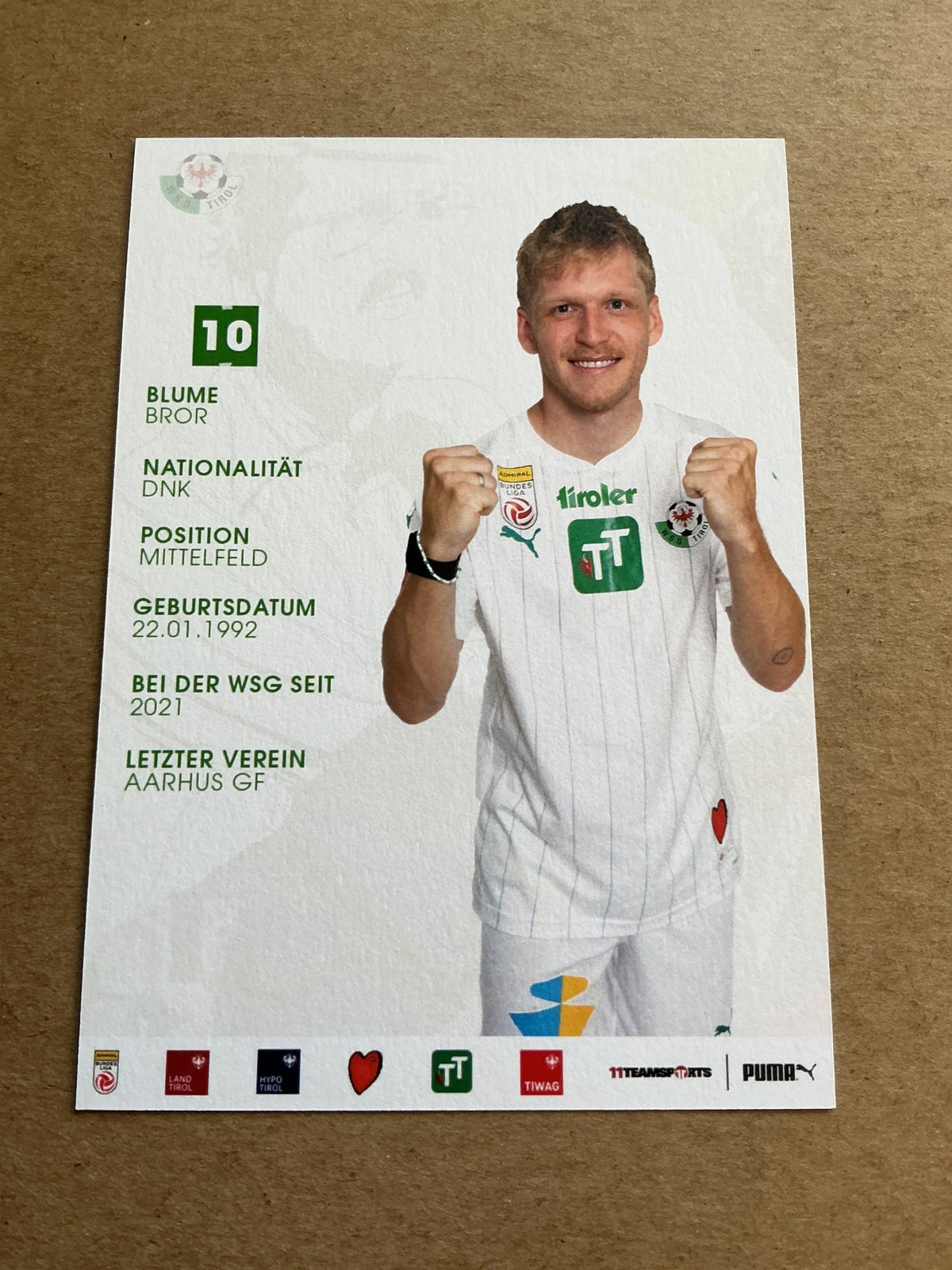 Bror Blume, Denmark 🇩🇰 WSG Tirol 2023/24 hand signed - Autographs-World