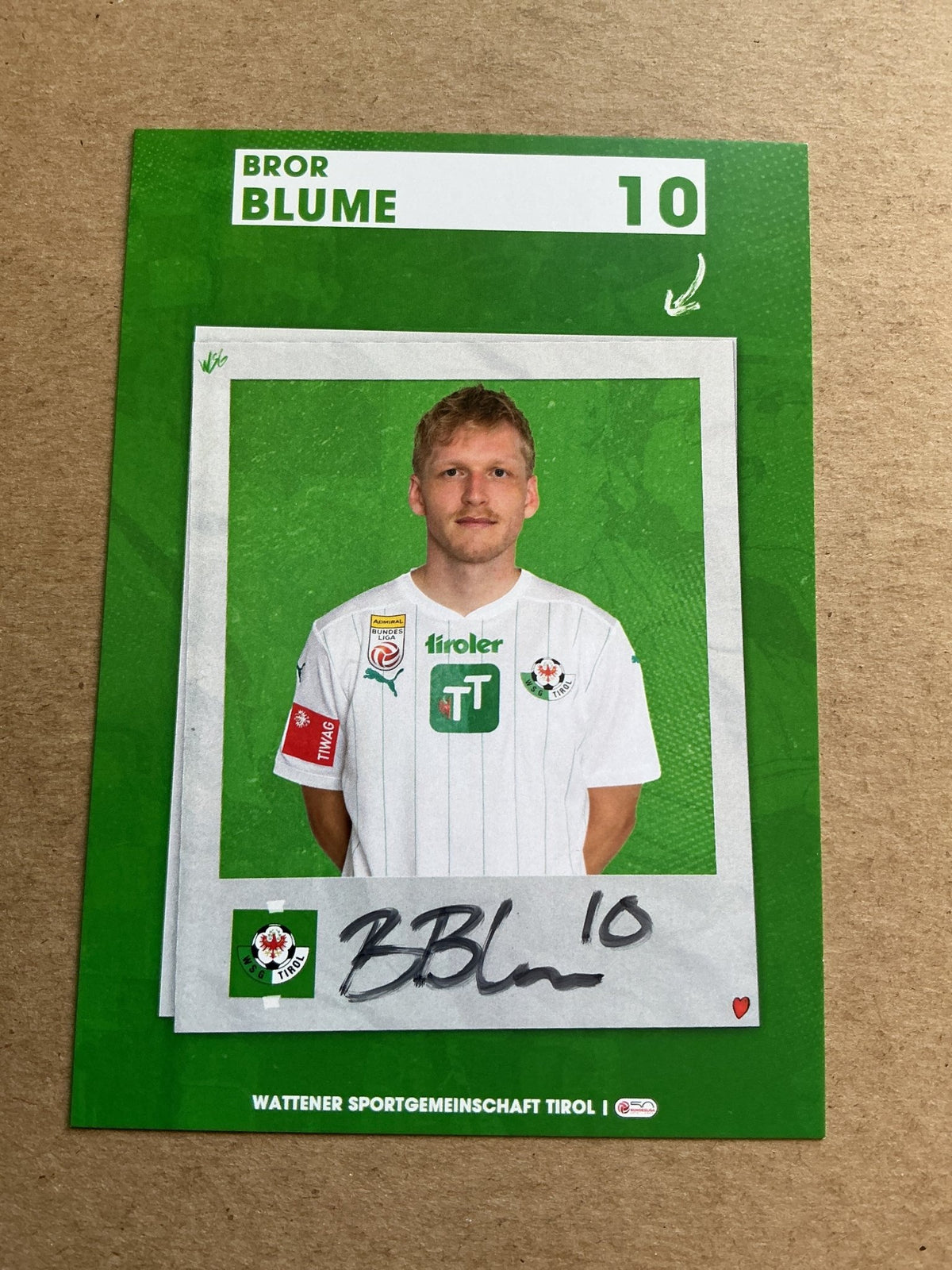 Bror Blume, Denmark 🇩🇰 WSG Tirol 2023/24 hand signed - Autographs-World