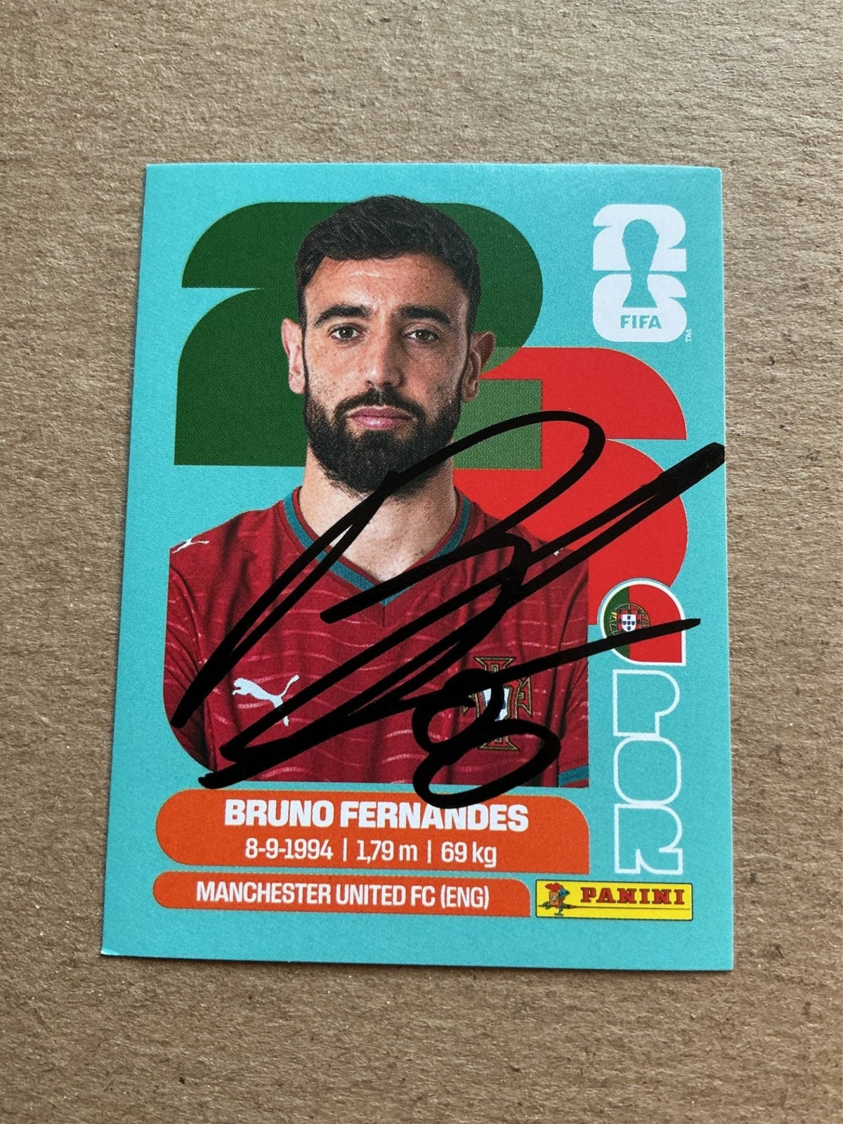 Bruno Fernandes, Portugal 🇵🇹 FIFA World Cup 2026 Panini hand signed - Autographs-World