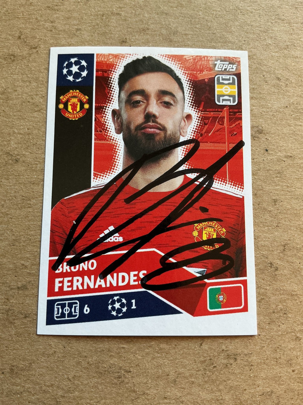 Bruno Fernandes, Portugal 🇵🇹 Manchester United 2020/21 Topps hand signed - Autographs-World