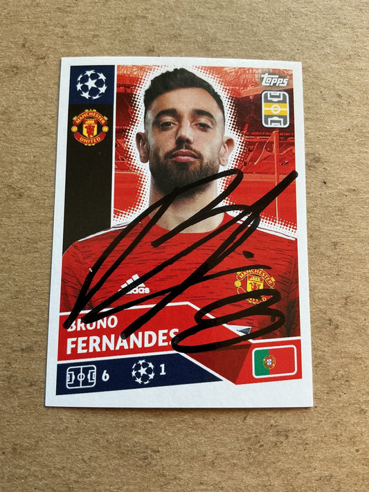 Bruno Fernandes, Portugal 🇵🇹 Manchester United 2020/21 Topps hand signed - Autographs-World