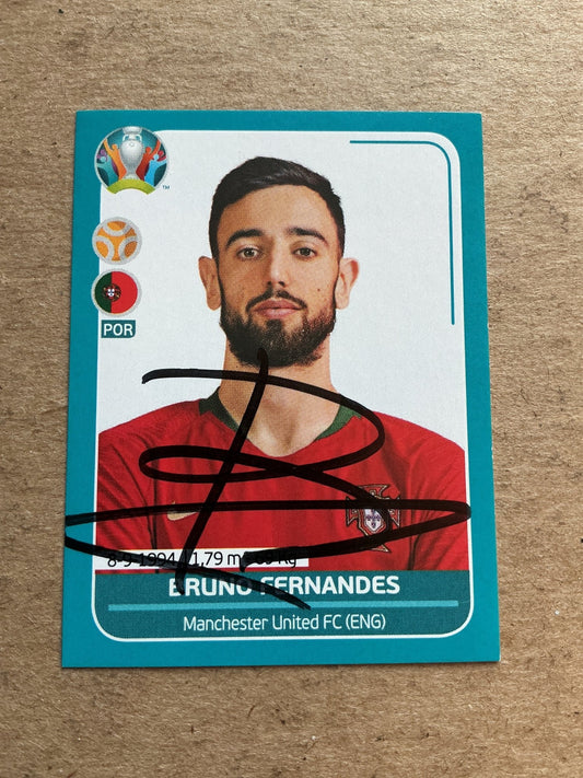 Bruno Fernandes, Portugal 🇵🇹 UEFA Euro 2020 Panini hand signed - Autographs-World