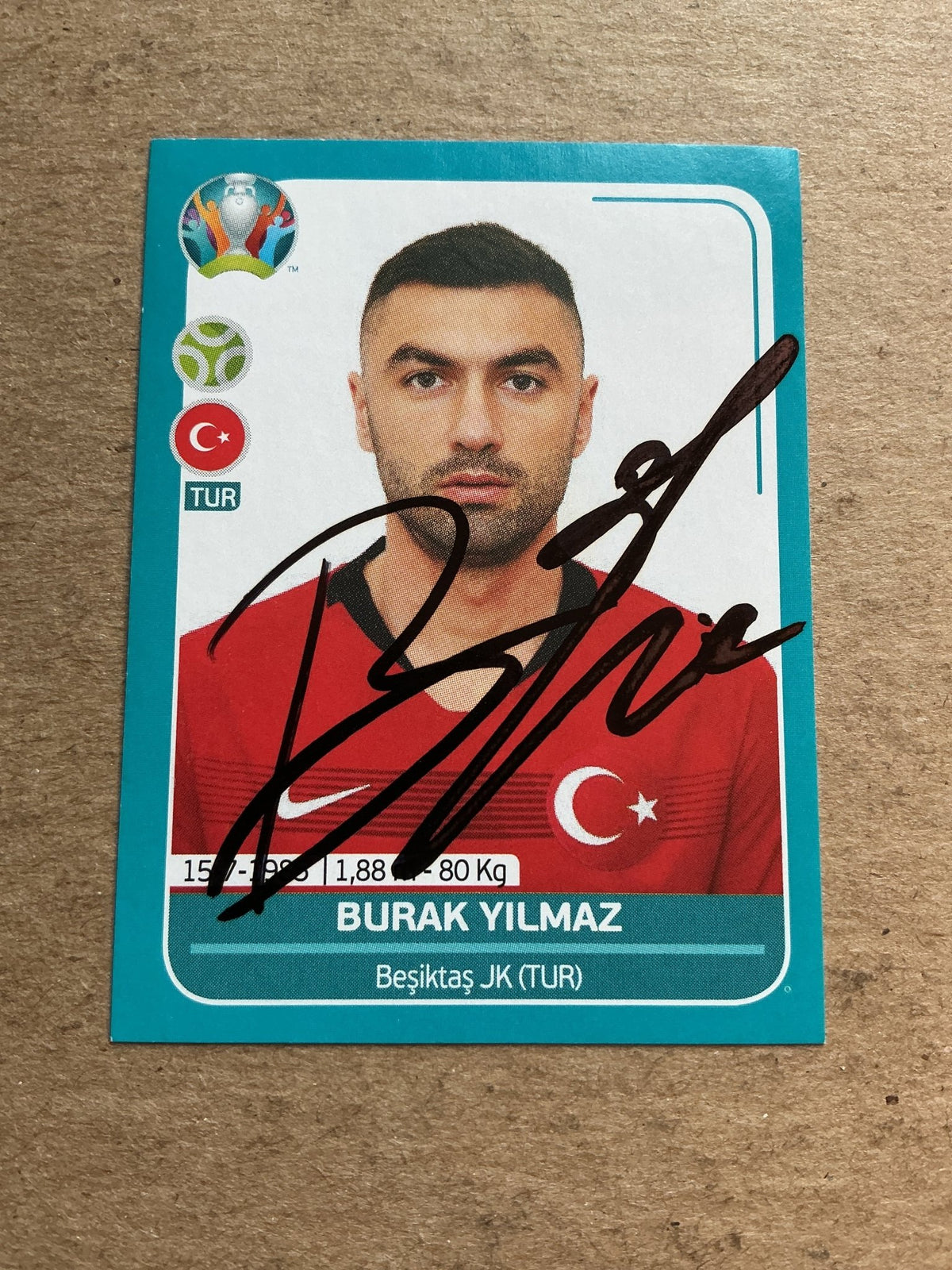 Burak Yilmaz, Türkiye 🇹🇷 UEFA Euro 2020 Panini hand signed - Autographs-World