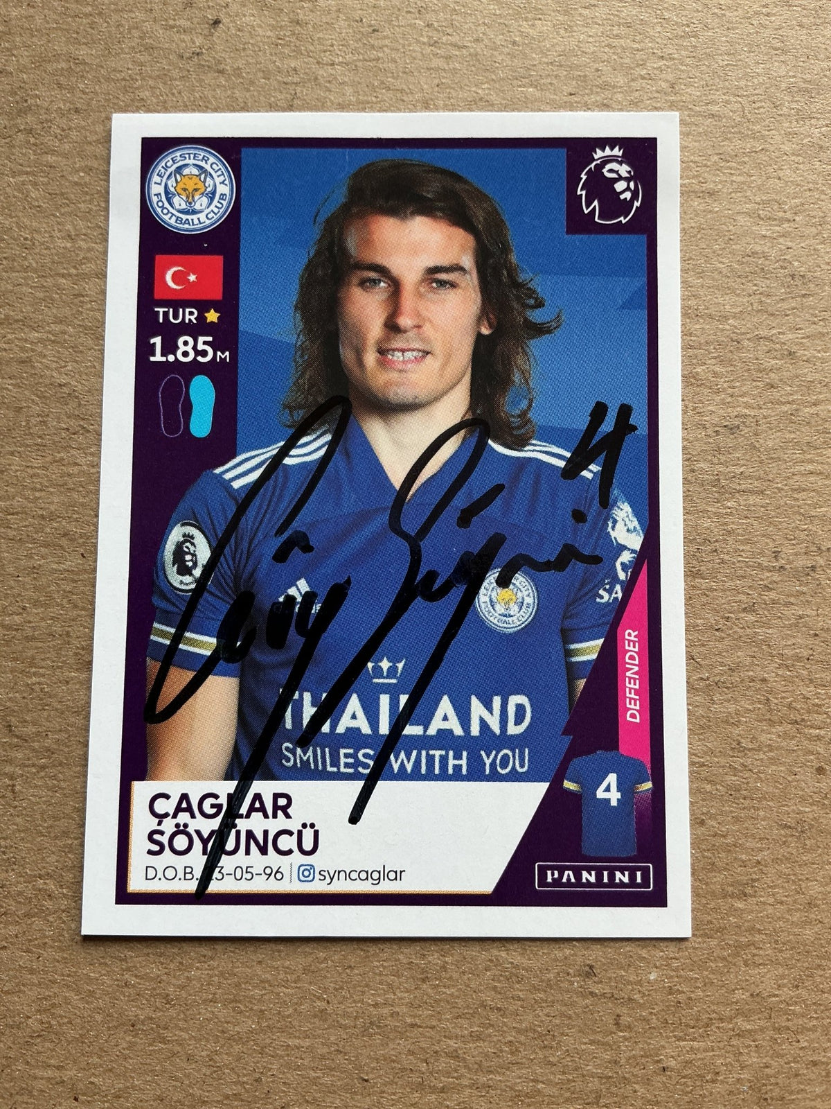 Çaglar Söyüncü, Türkiye 🇹🇷 Leicester City 2021 Panini hand signed - Autographs-World