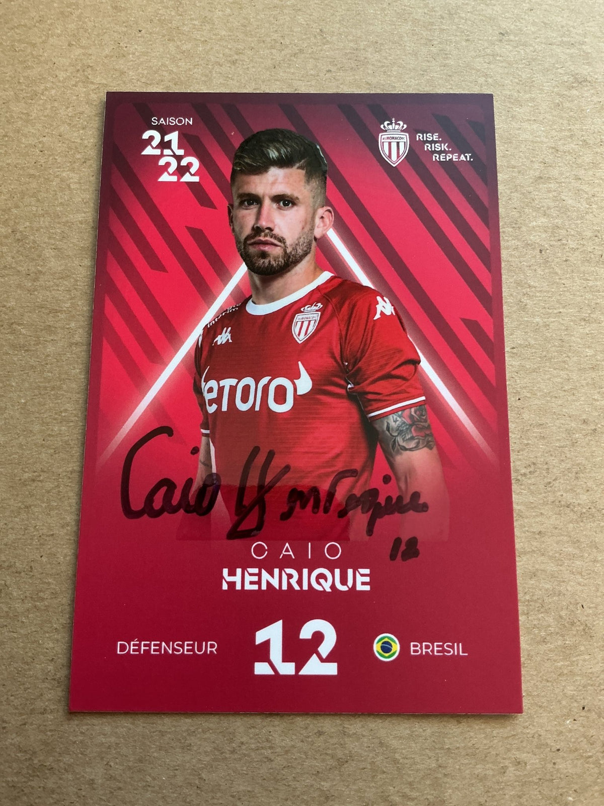 Caio Henrique, Brazil 🇧🇷 AS Monaco 2021/22 hand signed - Autographs-World