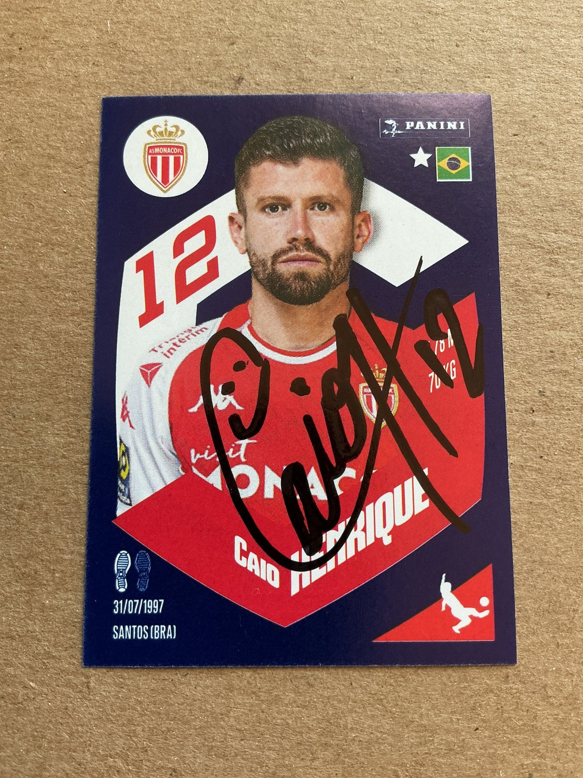 Caio Henrique, Brazil 🇧🇷 AS Monaco 2024 Panini hand signed - Autographs-World
