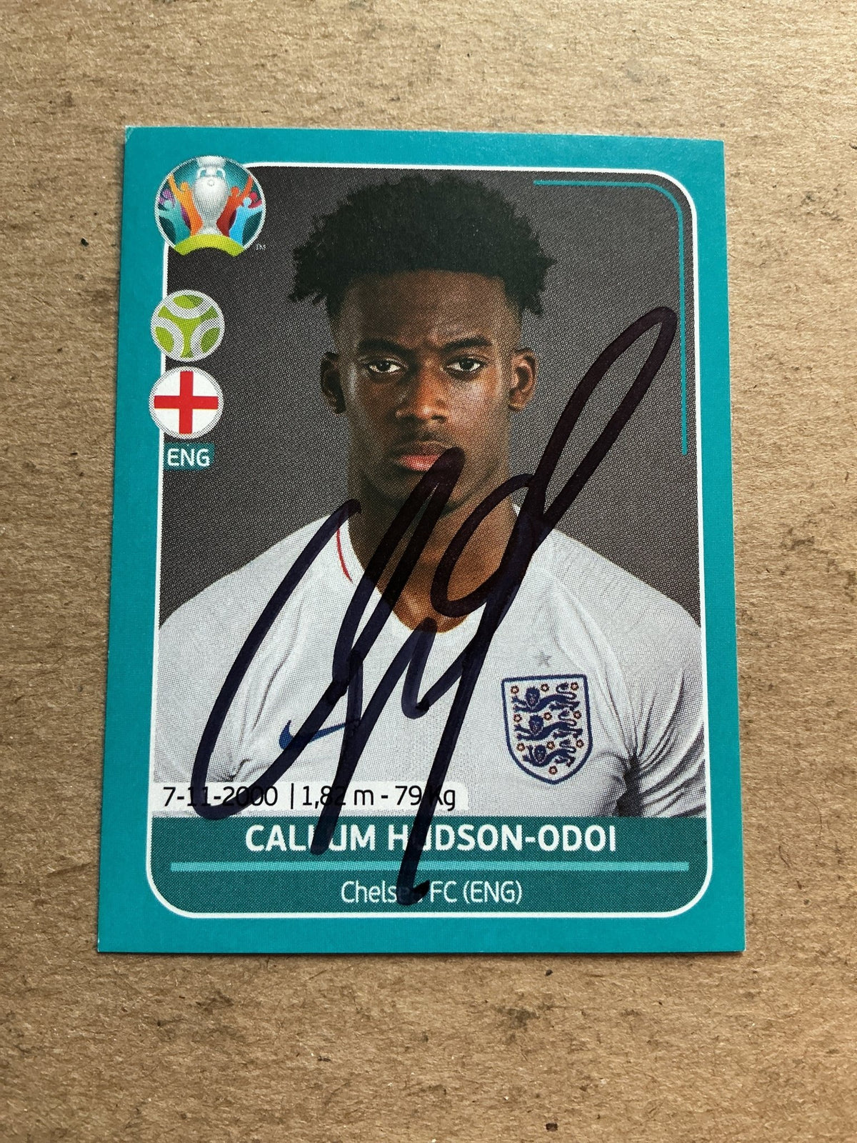 Callum Hudson-Odoi, England 🏴󠁧󠁢󠁥󠁮󠁧󠁿 UEFA Euro 2020 Panini hand signed - Autographs-World