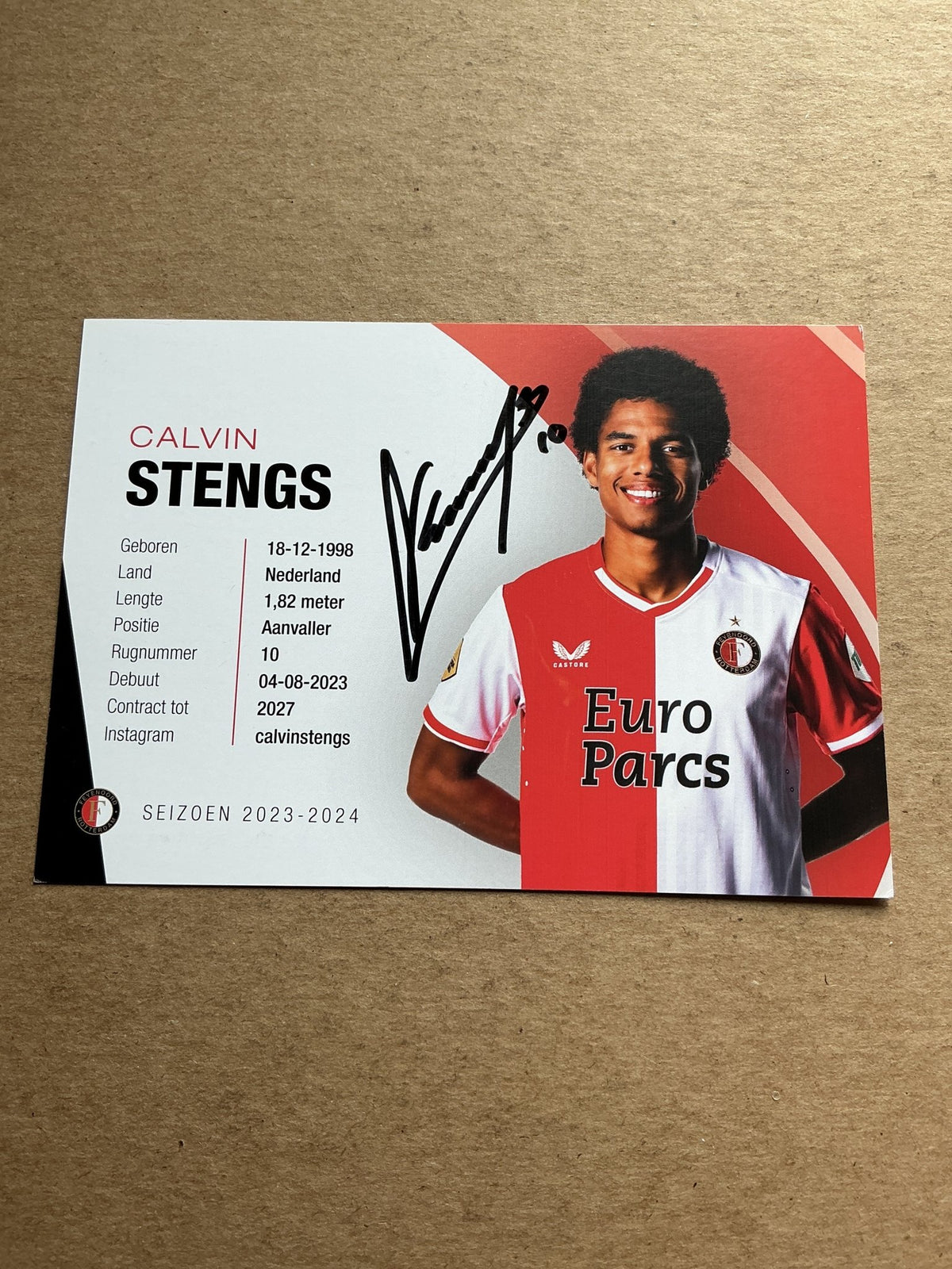 Calvin Stengs, Netherlands 🇳🇱 Feyenoord Rotterdam 2023/24 hand signed - Autographs-World