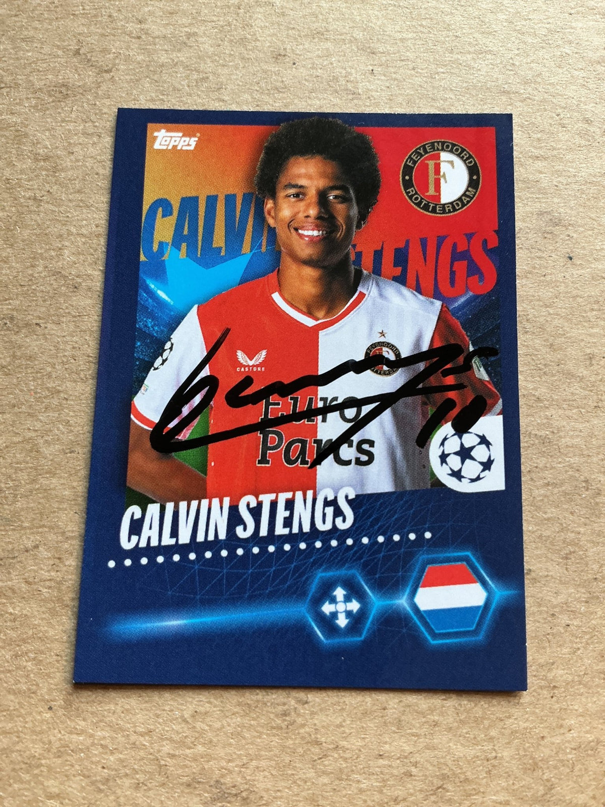 Calvin Stengs, Netherlands 🇳🇱 Feyenoord Rotterdam 2023/24 Topps hand signed - Autographs-World