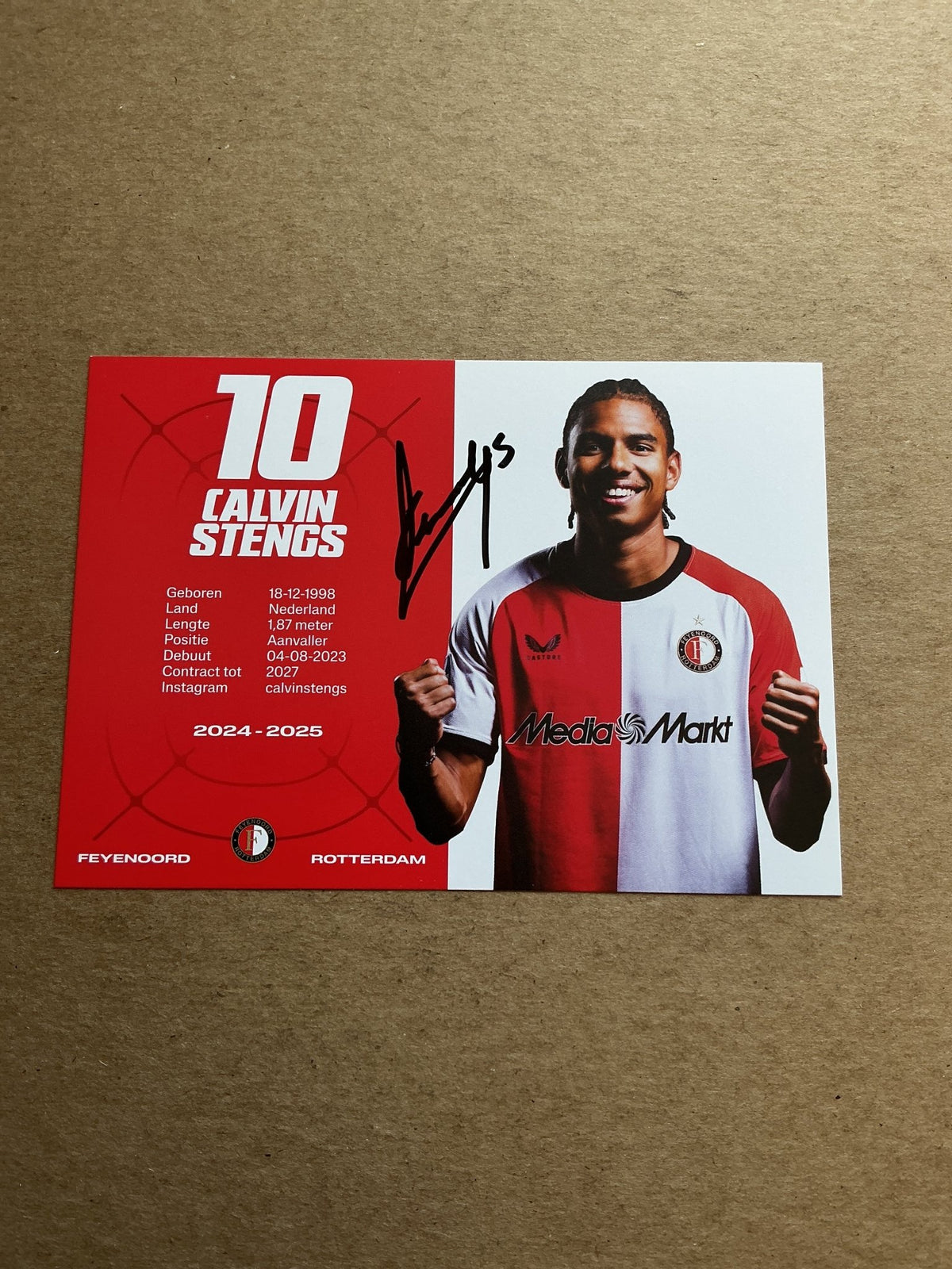 Calvin Stengs, Netherlands 🇳🇱 Feyenoord Rotterdam 2024/25 hand signed - Autographs-World