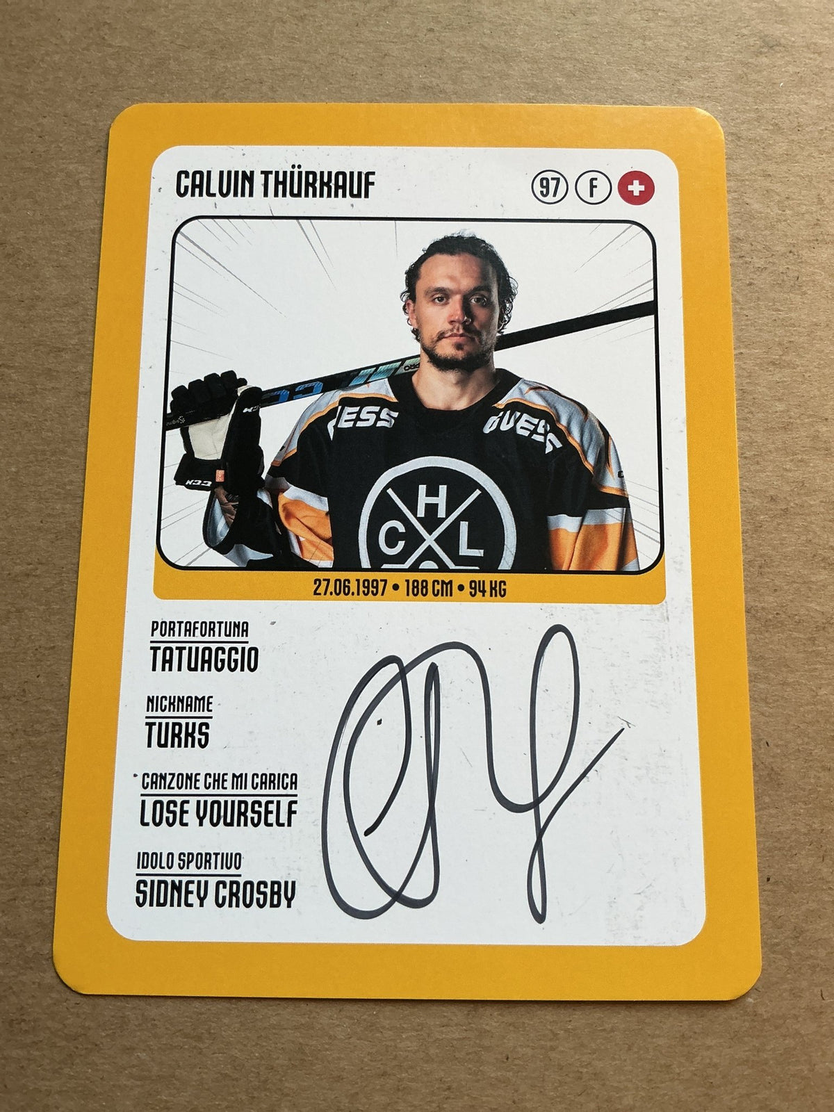 Calvin Thürkauf, Switzerland 🇨🇭 HC Lugano 2025/26 hand signed - Autographs-World