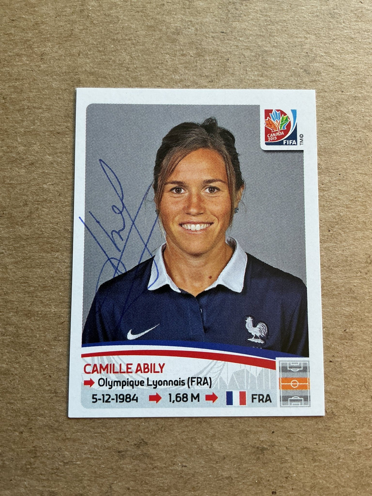 Camille Abily, France 🇫🇷 FIFA Women’s World Cup 2015 Panini hand signed - Autographs-World