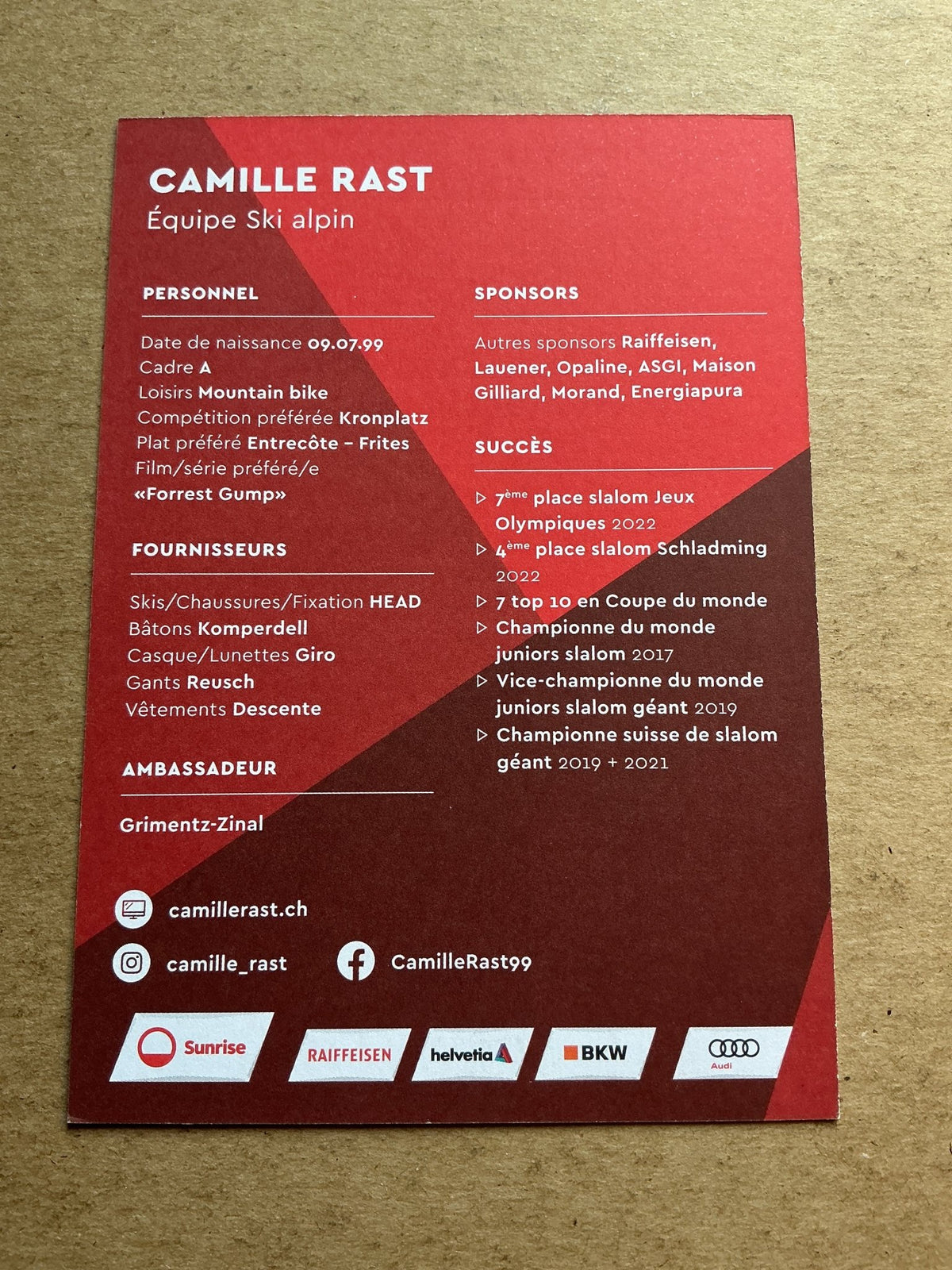 Camille Rast, Switzerland 🇨🇭Alpine 2023/24 hand signed - Autographs-World
