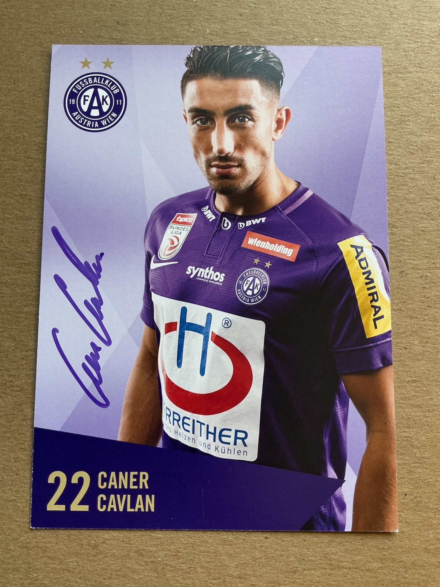 Caner Cavlan, Netherlands 🇳🇱 Austria Wien 2019/20 hand signed - Autographs-World