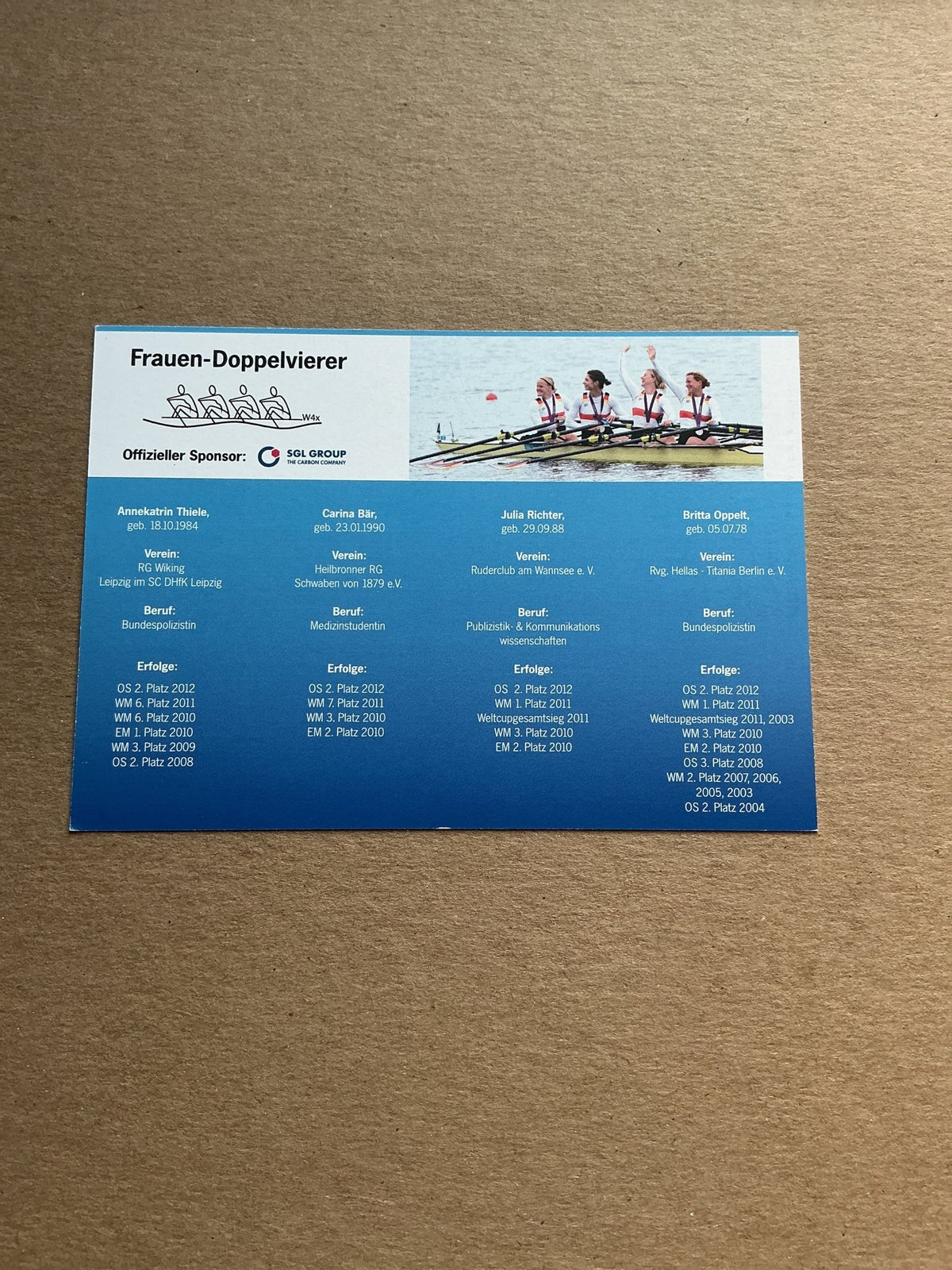 Carina Bär (+3), Germany 🇩🇪 Rowing Summer Olympics hand signed - Autographs-World
