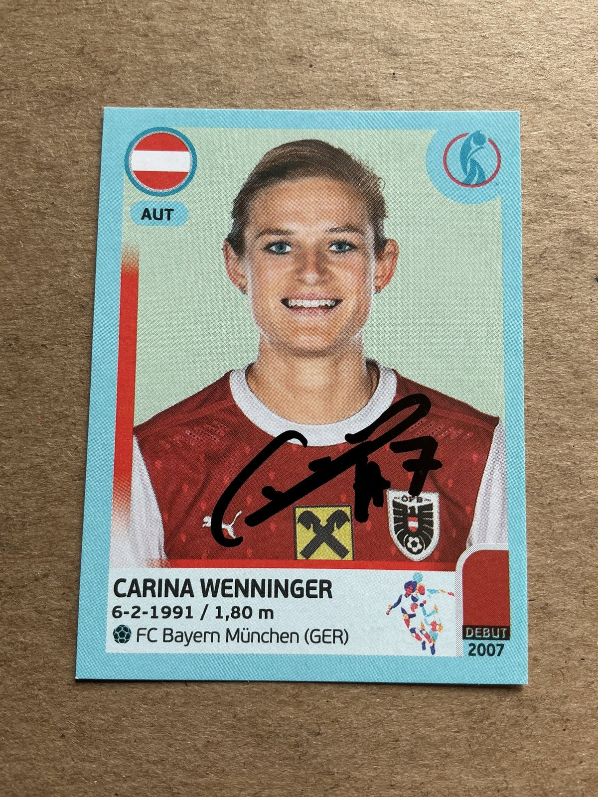 Carina Wenninger, Austria 🇦🇹 UEFA Women’s Euro Cup 2022 Panini hand signed - Autographs-World