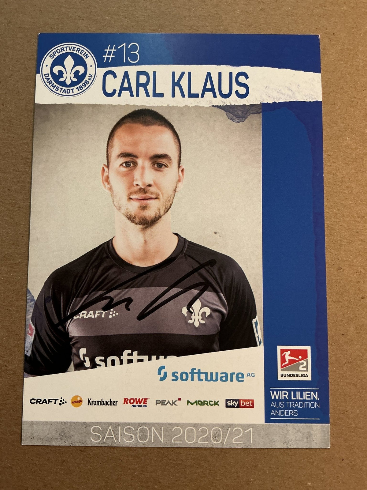 Carl Klaus, Germany 🇩🇪 SV Darmstadt 98 2020/21 hand signed - Autographs-World