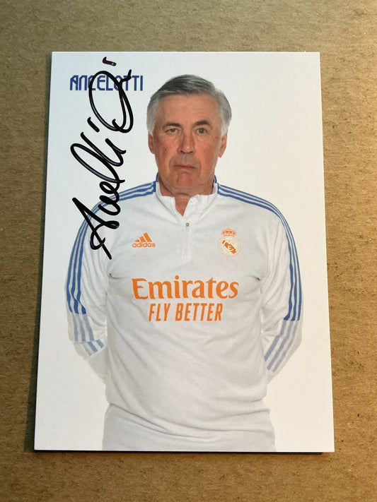 Carlo Ancelotti, Italy 🇮🇹 Real Madrid 2021/22 hand signed - Autographs-World