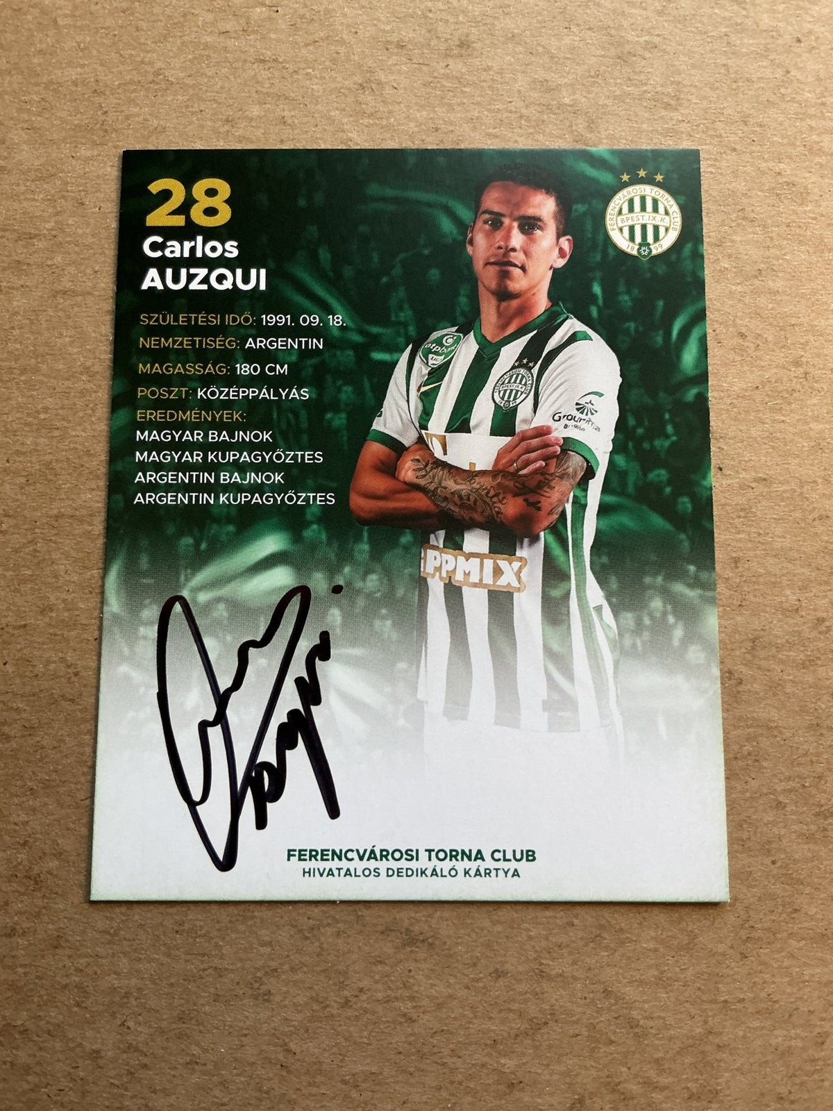 Carlos Auzqui, Argentina 🇦🇷 Ferencváros 2022/23 hand signed - Autographs-World