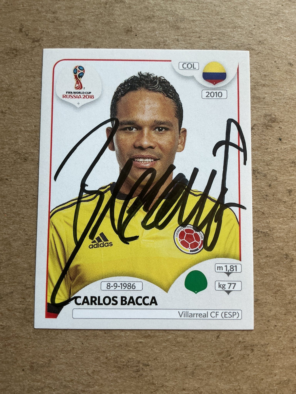 Carlos Bacca, Colombia 🇨🇴 FIFA World Cup 2018 Panini hand signed - Autographs-World
