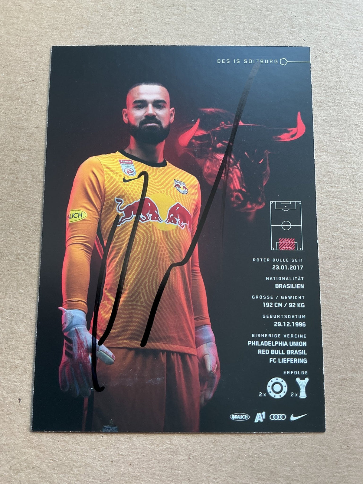 Carlos Coronel, Brazil 🇧🇷 Red Bull Salzburg 2020/21 hand signed - Autographs-World