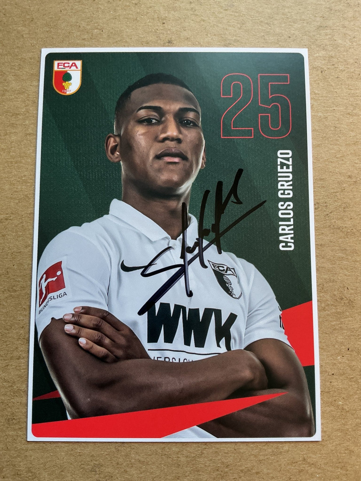 Carlos Gruezo, Ecuador 🇪🇨 FC Augsburg 2020/21 hand signed - Autographs-World