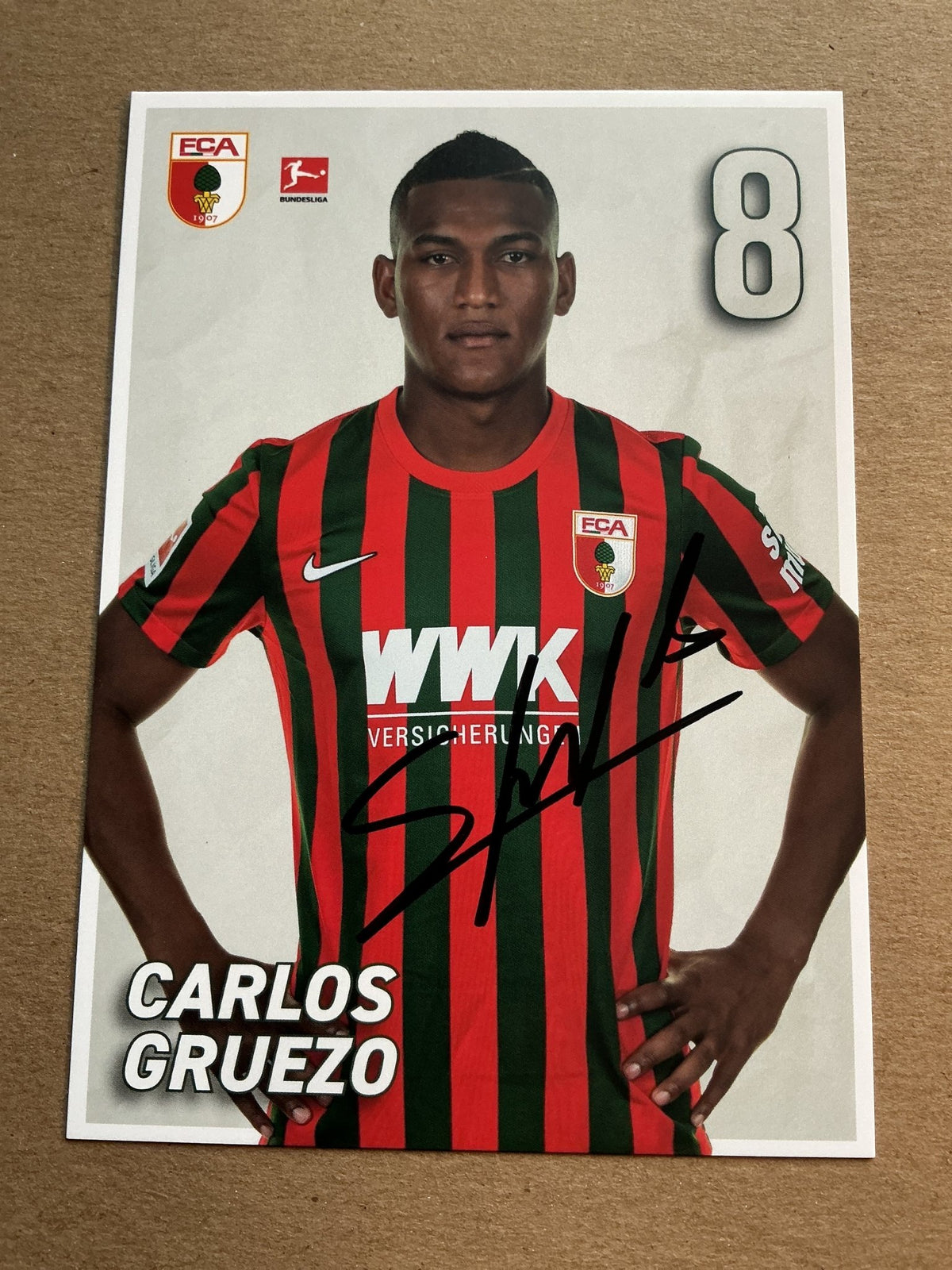 Carlos Gruezo, Ecuador 🇪🇨 FC Augsburg 2021/22 hand signed - Autographs-World