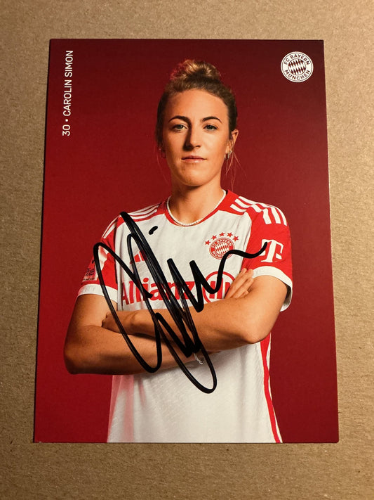 Carolin Simon, Germany 🇩🇪 FC Bayern München 2023/24 hand signed - Autographs-World