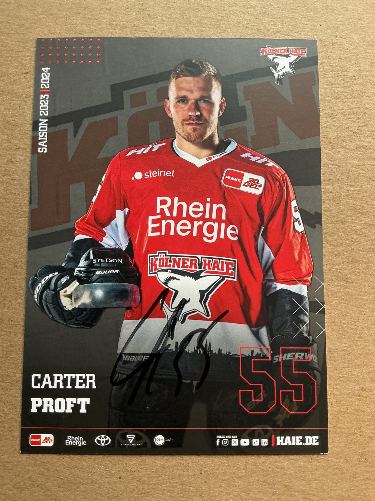 Carter Proft, Germany 🇩🇪 Kölner Haie 2023/24 hand signed - Autographs-World