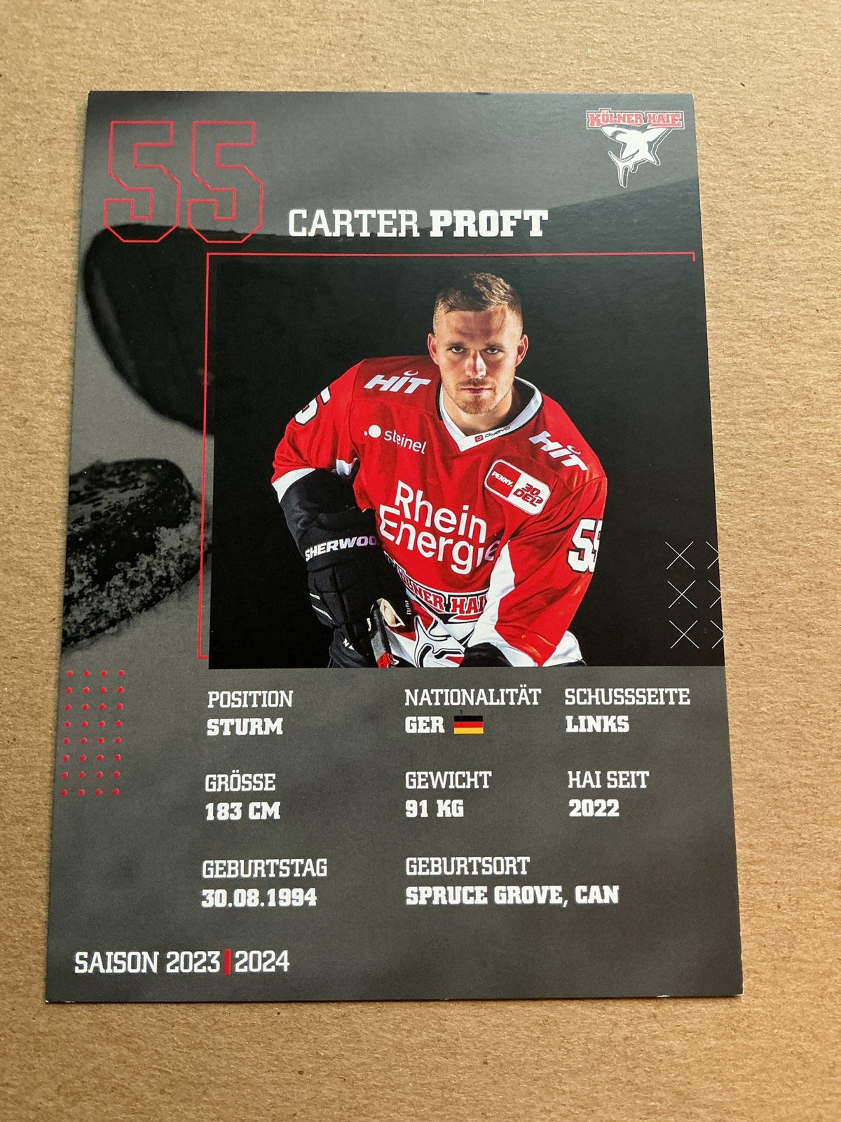 Carter Proft, Germany 🇩🇪 Kölner Haie 2023/24 hand signed - Autographs-World
