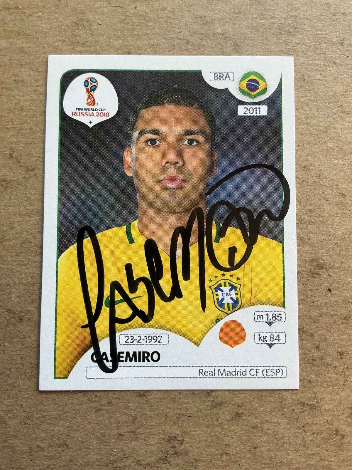 Casemiro, Brazil 🇧🇷 FIFA World Cup 2018 Panini hand signed - Autographs-World