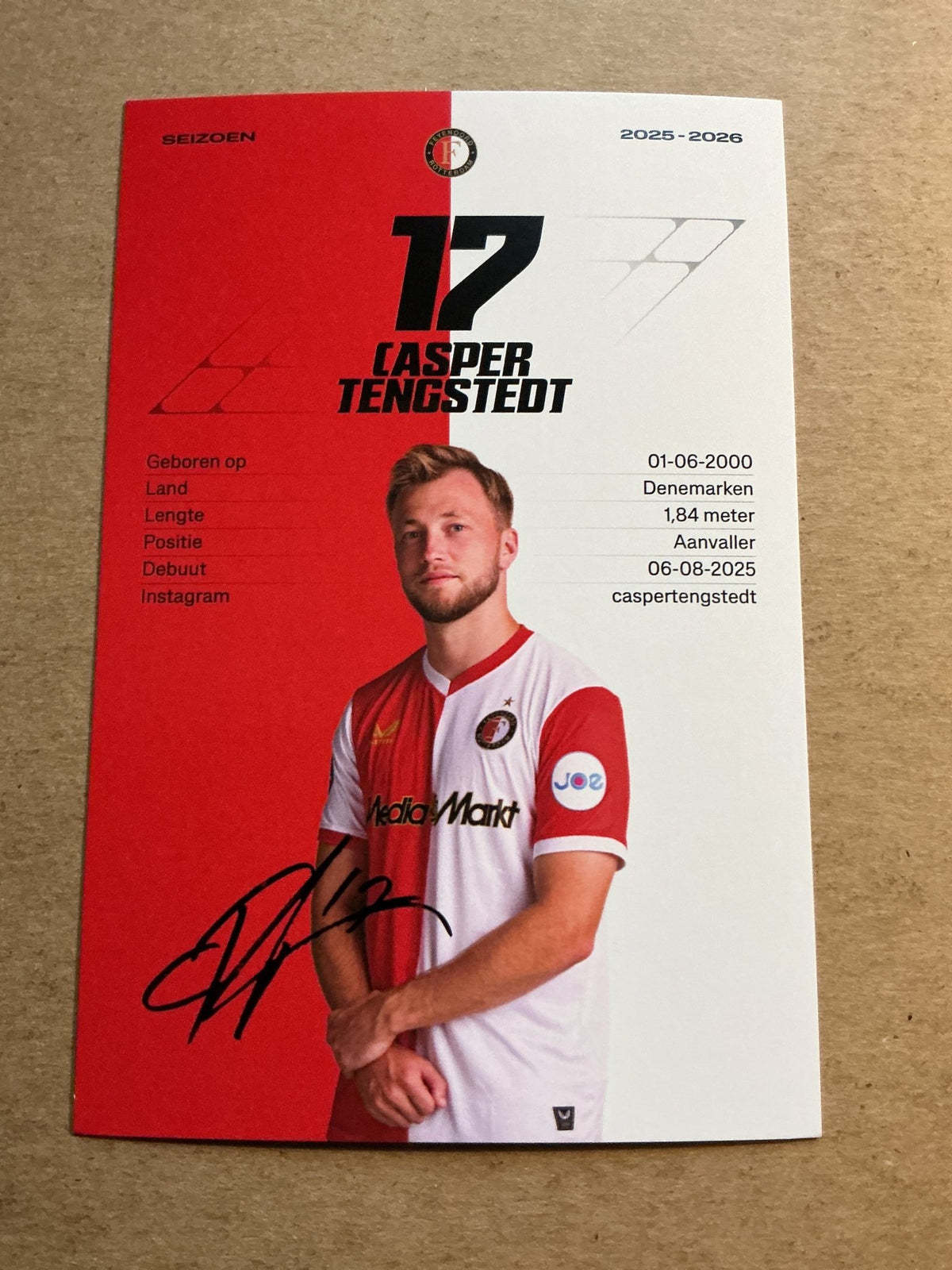 Casper Tengstedt, Denmark 🇩🇰 Feyenoord Rotterdam 2025/26 hand signed - Autographs-World