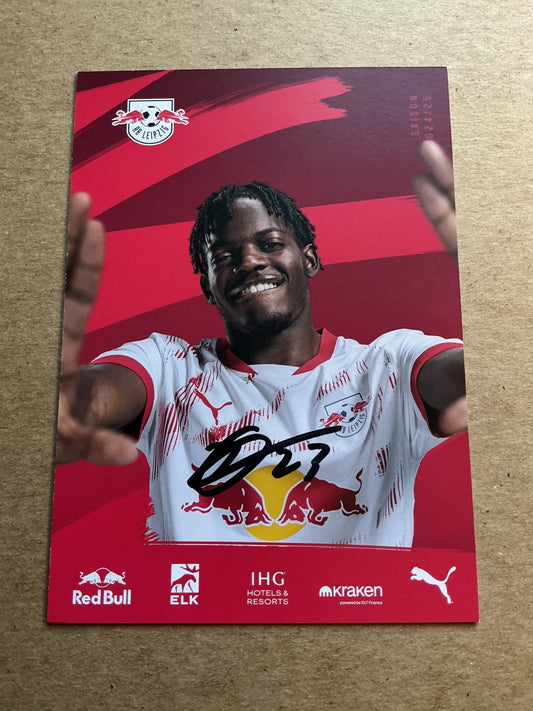 Castello Jr Lukeba, France 🇫🇷 RB Leipzig 2024/25 hand signed - Autographs-World