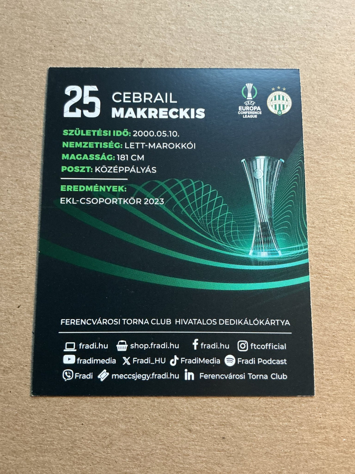 Cebrail Makreckis, Latvia 🇱🇻 Ferencváros TC 2023/24 hand signed - Autographs-World