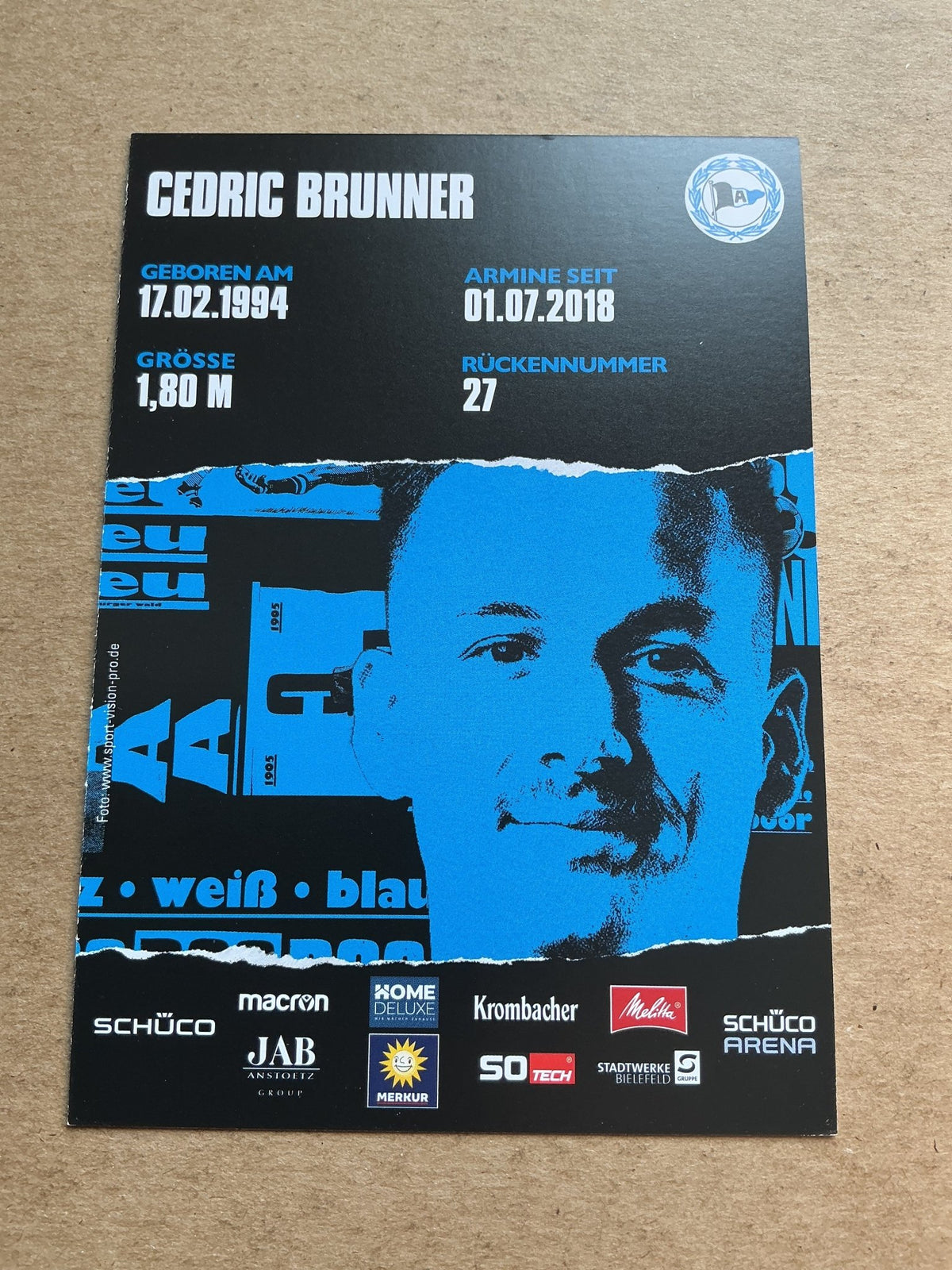 Cedric Brunner, Switzerland 🇨🇭 Arminia Bielefeld 2020/21 hand signed - Autographs-World