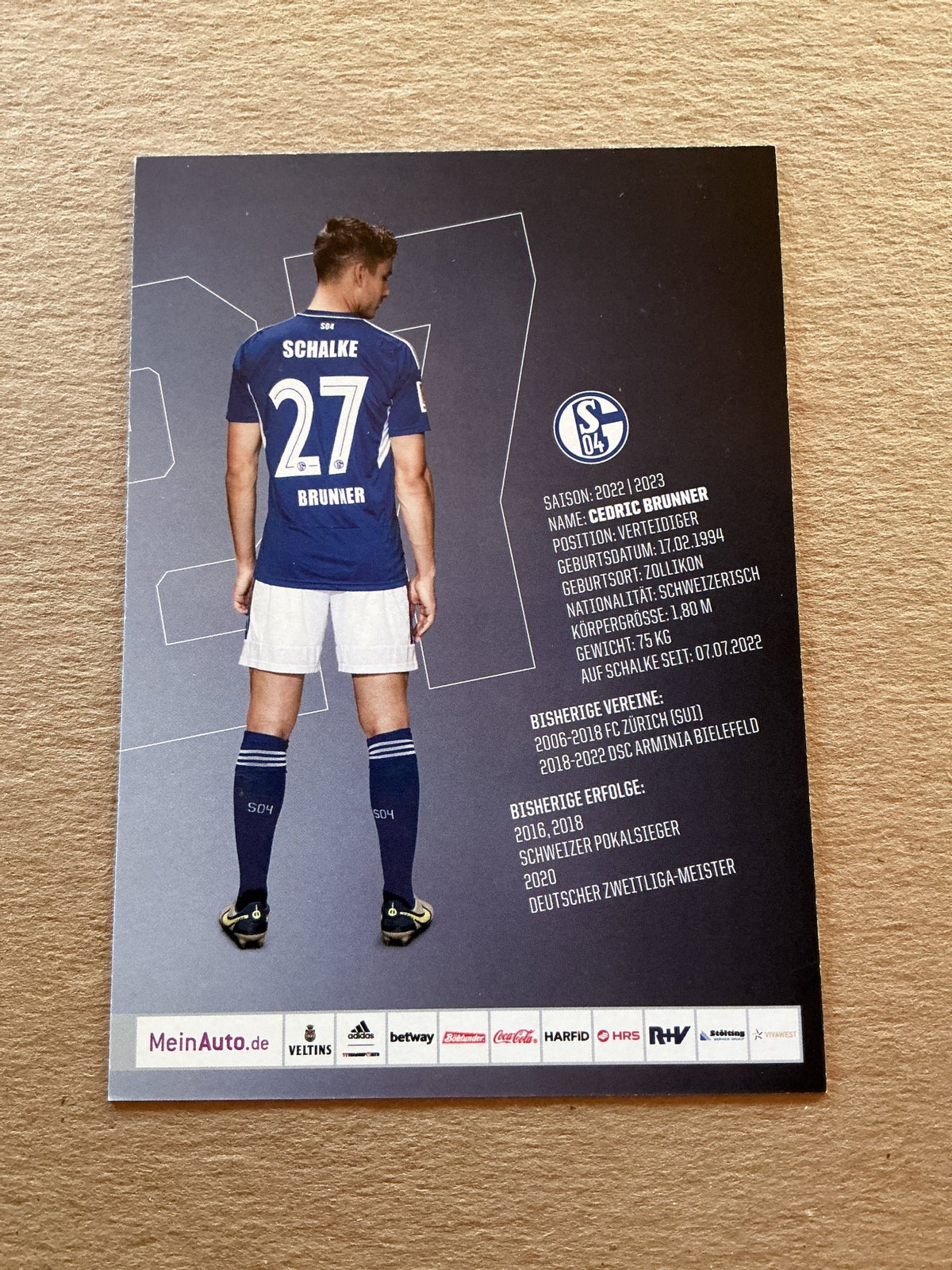 Cedric Brunner, Switzerland 🇨🇭 FC Schalke 04 2022/23 hand signed - Autographs-World