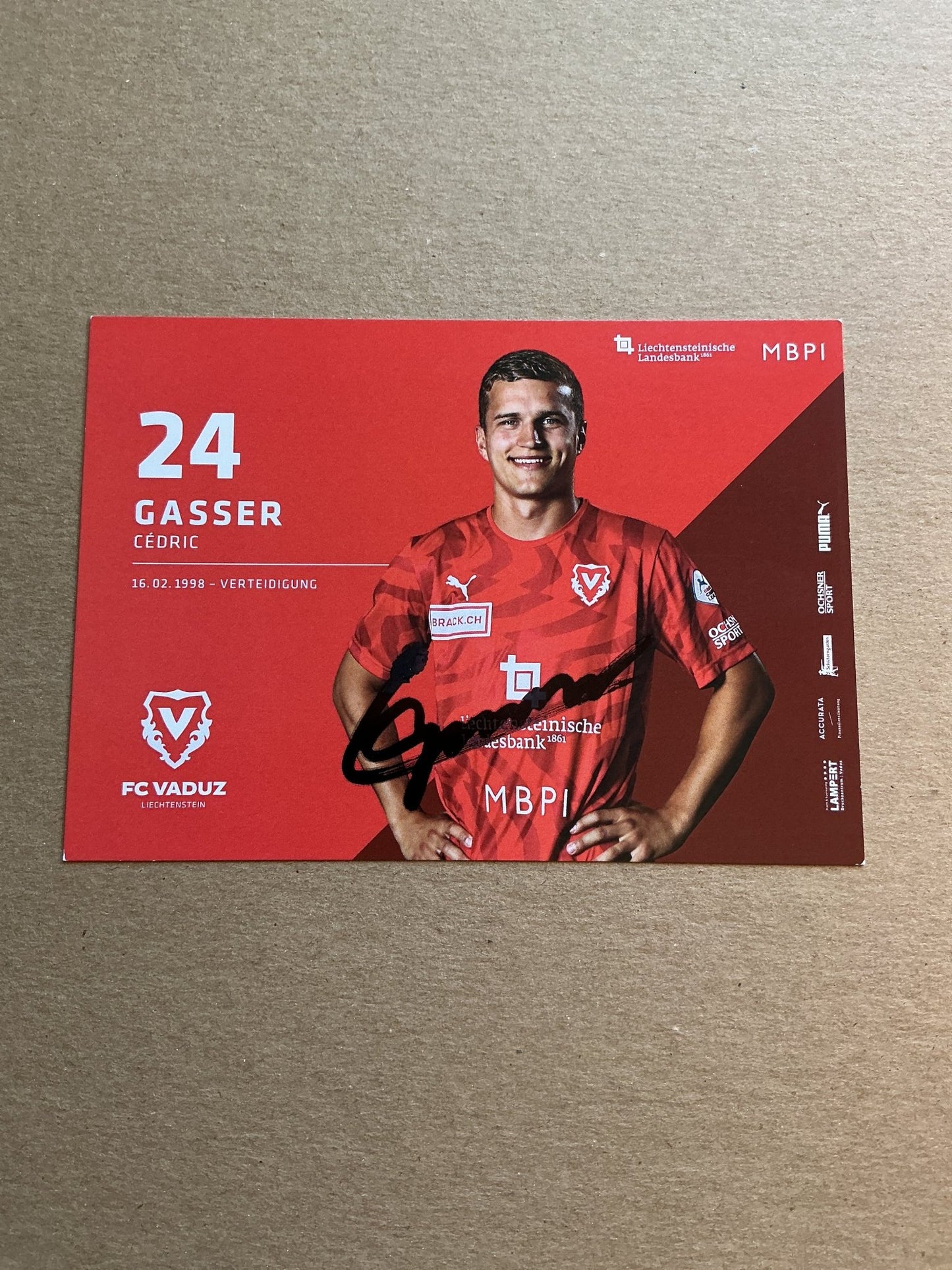 Cédric Gasser, Switzerland 🇨🇭 FC Vaduz 2019/20 hand signed - Autographs-World