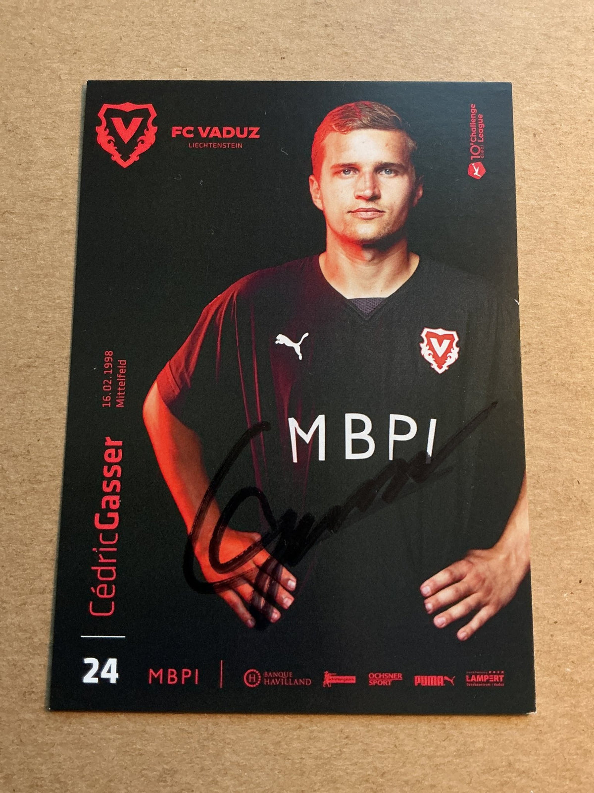 Cédric Gasser, Switzerland 🇨🇭 FC Vaduz 2022/23 hand signed - Autographs-World