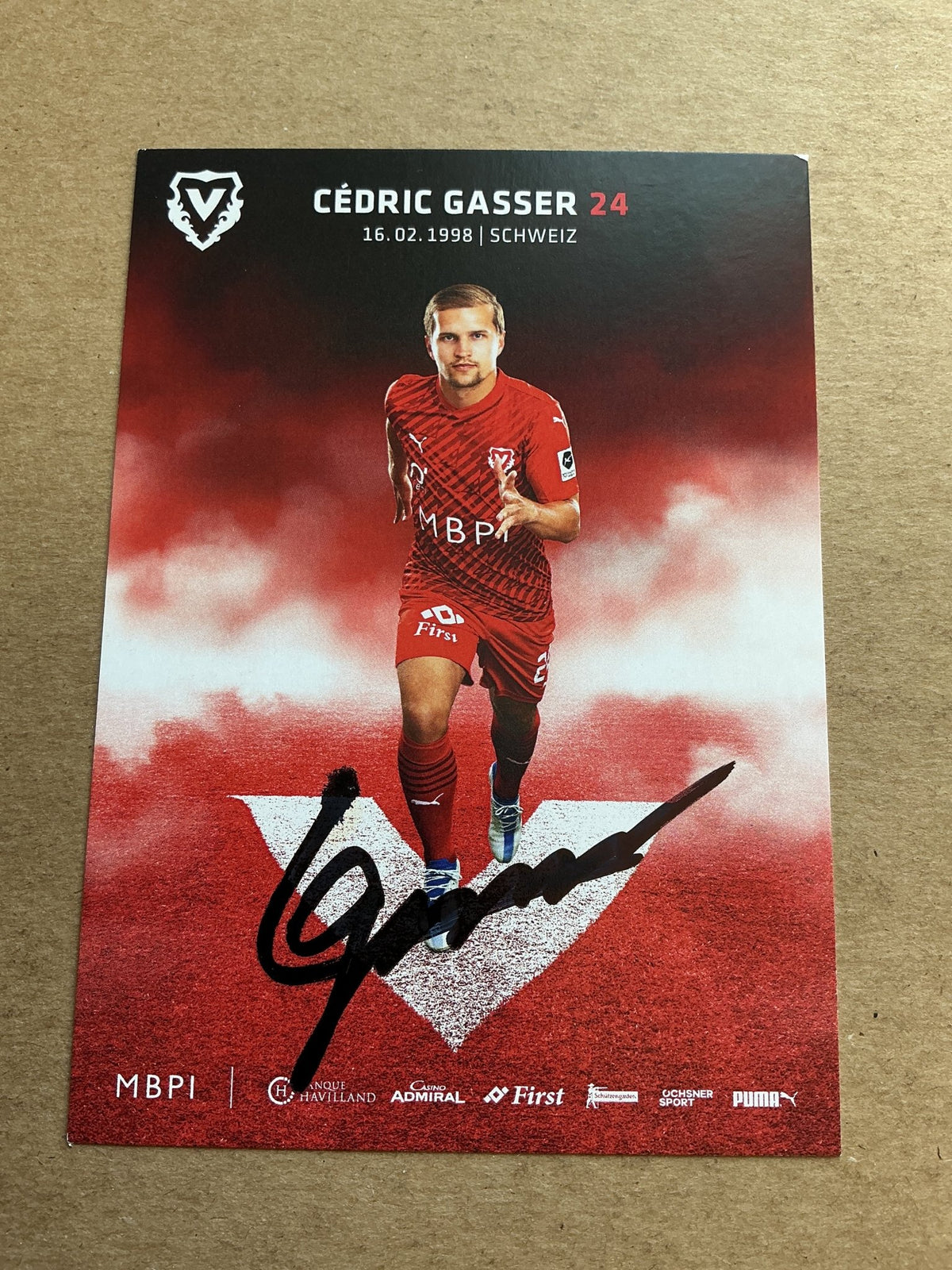 Cedric Gasser, Switzerland 🇨🇭 FC Vaduz 2023/24 hand signed - Autographs-World