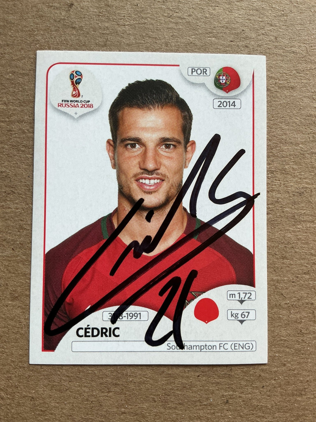 Cédric, Portugal 🇵🇹 FIFA World Cup 2018 Panini hand signed - Autographs-World