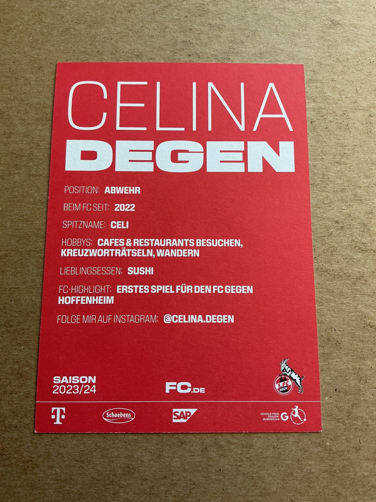 Celina Degen, Austria 🇦🇹 1.FC Köln 2023/24 hand signed - Autographs-World
