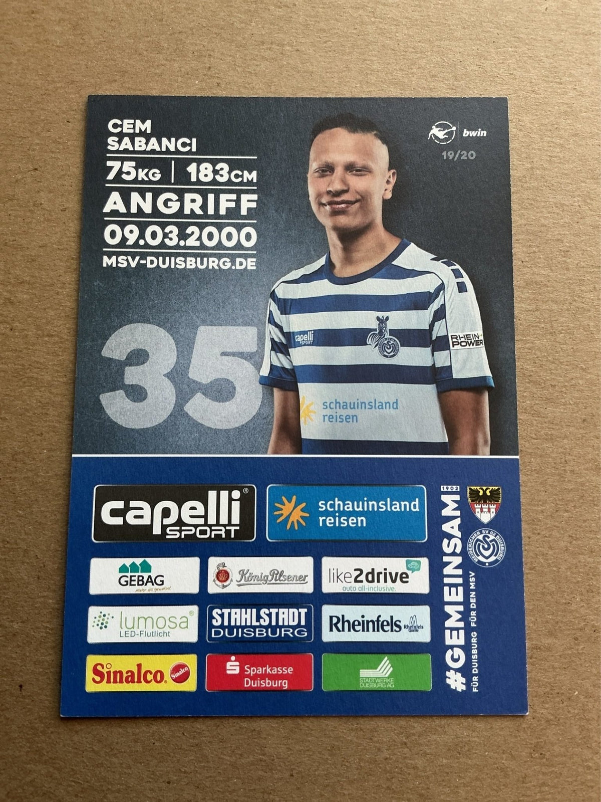 Cem Sabanci, Germany 🇩🇪 MSV Duisburg 2019/20 hand signed - Autographs-World