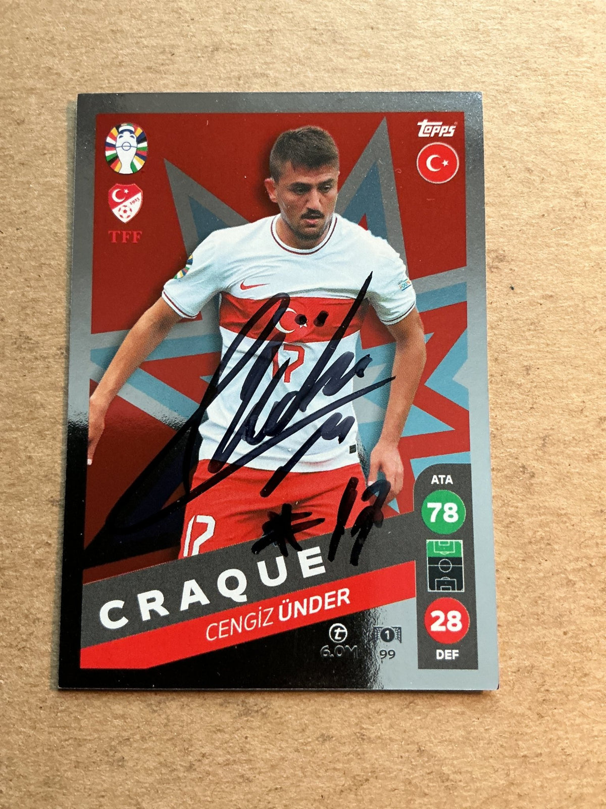 Cengiz Ünder, Türkiye 🇹🇷 UEFA Euro 2024 hand signed - Autographs-World