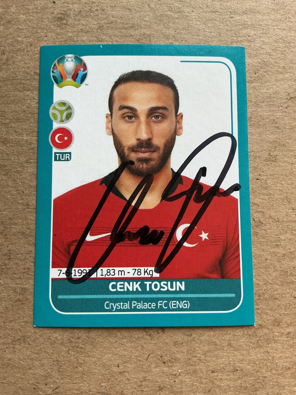 Cenk Tosun, Türkiye 🇹🇷 UEFA Euro 2020 Panini hand signed - Autographs-World