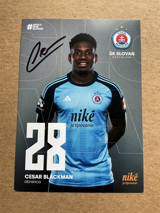 CesarBlackman, Panama 🇵🇦 SK Slovan Bratislava 2024/25 hand signed - Autographs-World