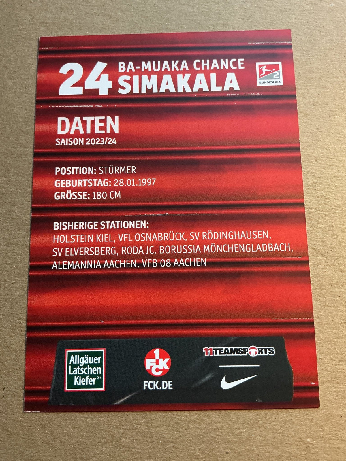 Chance Simakala, Germany 🇩🇪 1.FC Kaiserslautern 2023/24 hand signed - Autographs-World