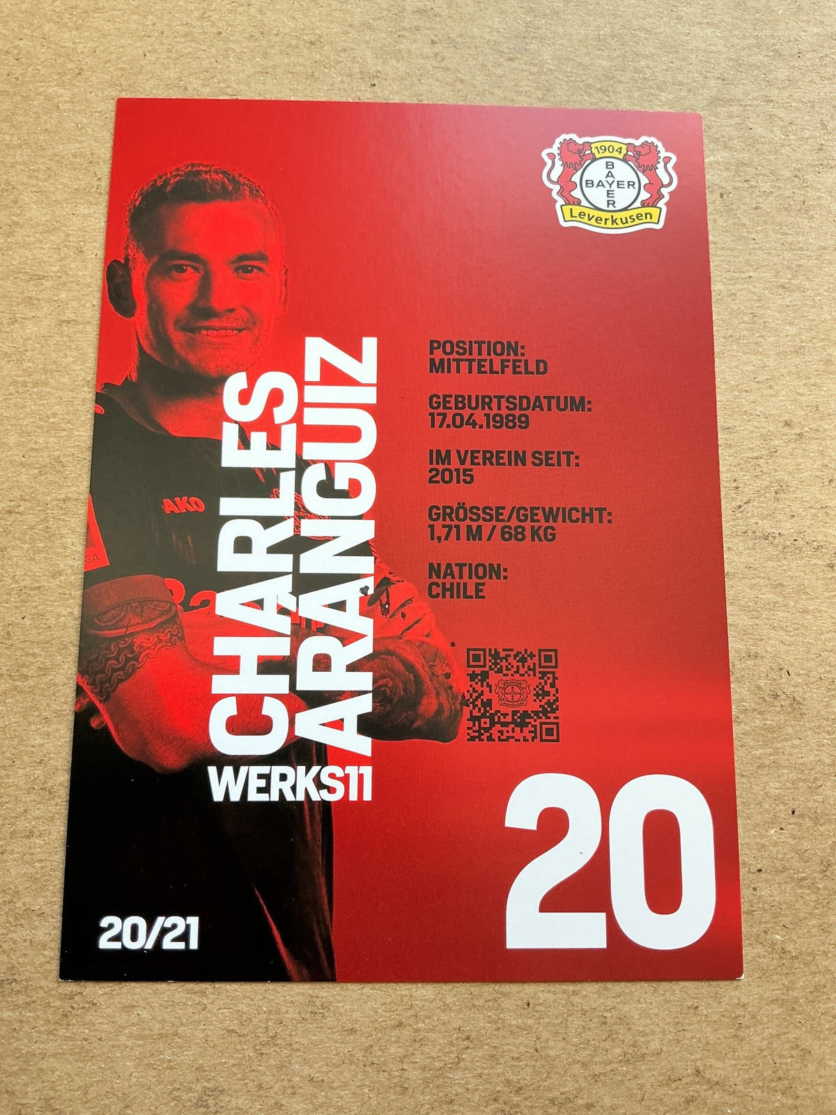 Charles Aránguiz, Chile 🇨🇱 Bayer 04 Leverkusen 2020/21 hand signed - Autographs-World