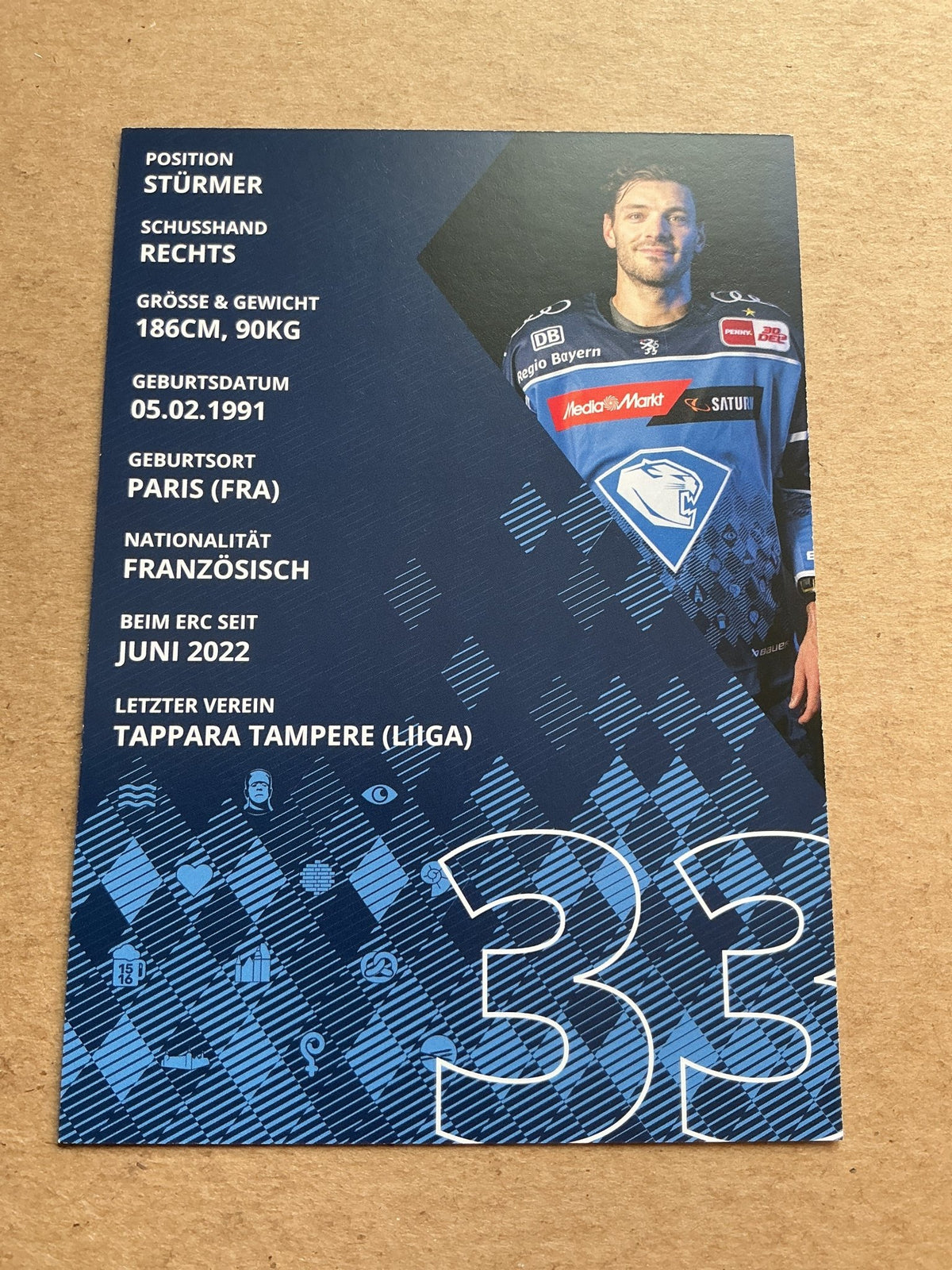 Charles Bertrand, France 🇫🇷 ERC Ingolstadt 2023/24 hand signed - Autographs-World